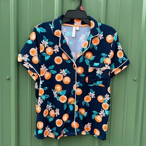 Dreamy Soft Short Sleeve Knit Notch Collar Top & Shorts Pajama 2-Pc Set Size M - Picture 2 of 8